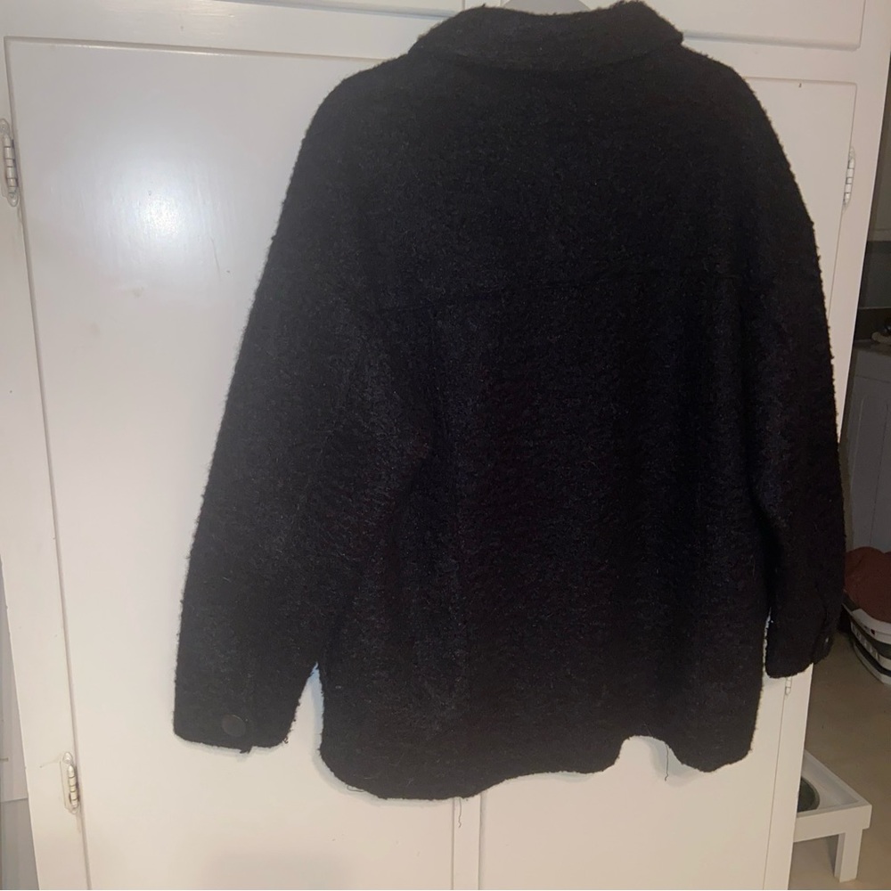 Zara Black Shacket Collared Button Up Pockets Siz… - image 3